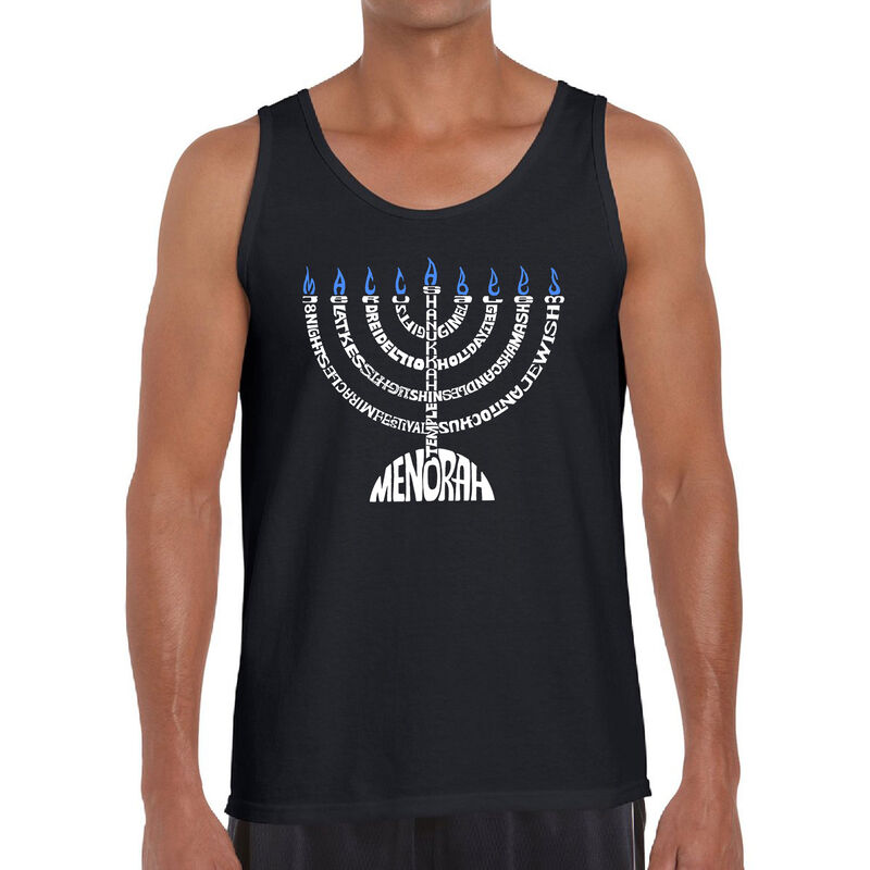 Tank Top Word Art Para Hombre - Menorah - Negro image number null