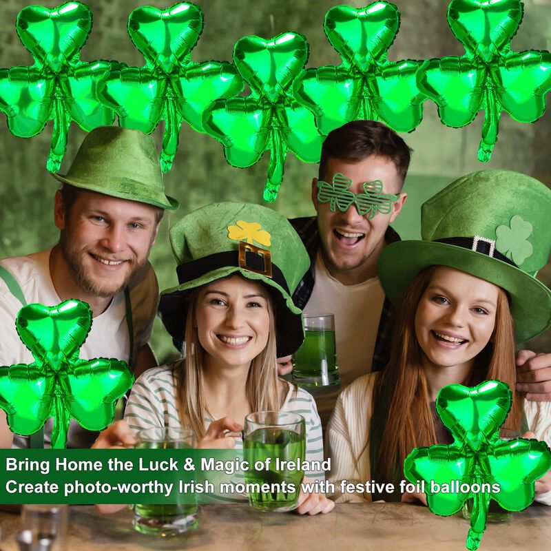 Set De 12 Globos Verdes Con Tr&eacute;bol De 46 cm &ndash; J... image number null