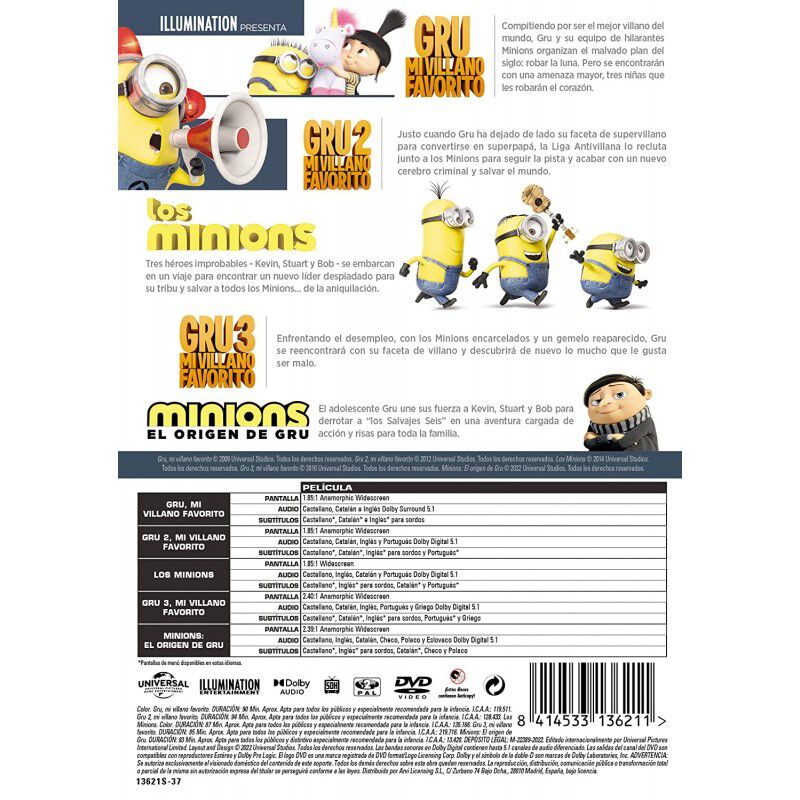 Minions 1-2 + Gru: Mi Villano Favorito 1-3 (dvd... image number null