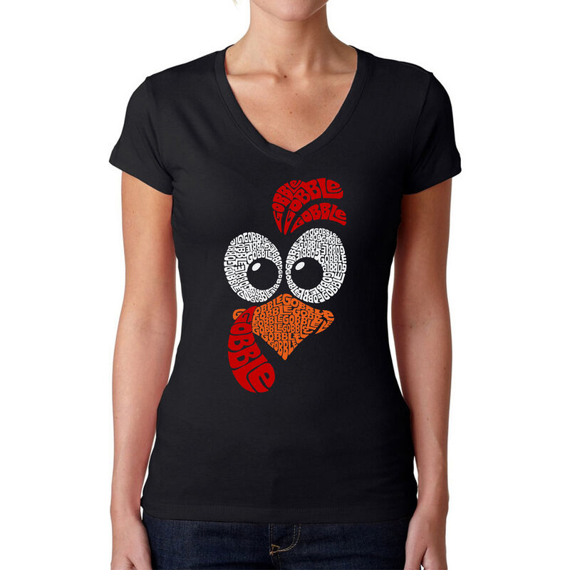 Camiseta De Cuello En V Word Art Para Mujer - C... image number null