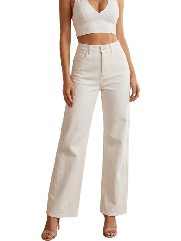Pantal&oacute;n Mezclilla Wide Leg de Moda Corte Ampli... image number null