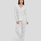 Pijama de Flores con Puntilla Celeste