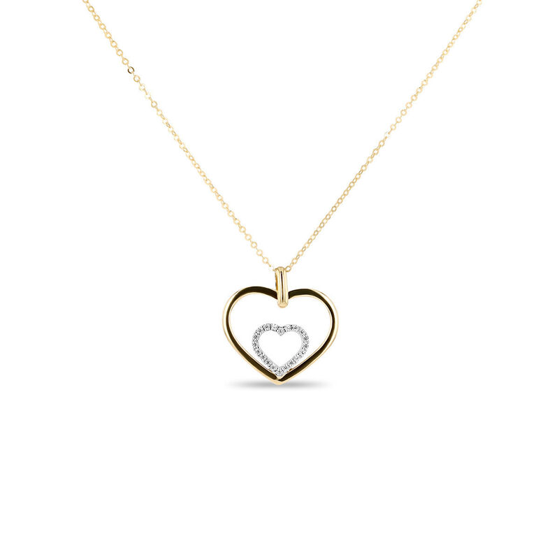 Dije Coraz&oacute;n Bicolor 10k Con Zirconias + Cadena... image number null