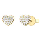 Broqueles Corazon Oro 14k Con 21 Pts. De Diamante Suraj-100-a