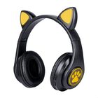 Audífonos Bluetooth Orejas De Gato Negro con Luz RGB