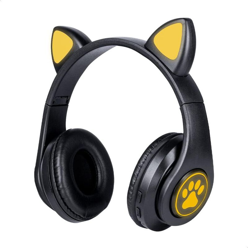 Audífonos Bluetooth Orejas De Gato Negro con Lu... image number null