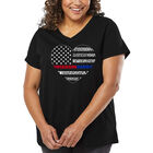 Camiseta De Talla Grande Cuello En V Word Art Para Mujer - American Woman- Negro