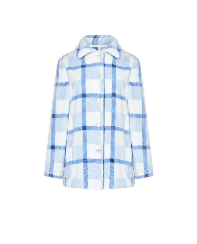 Bata Corta de Cuadros Celeste image number null