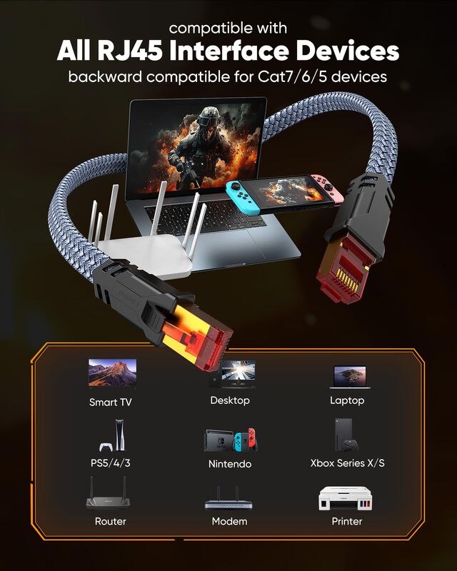 Cable Ethernet Snowkids Cat 8, 10 Pies, 40 Gbps... image number null
