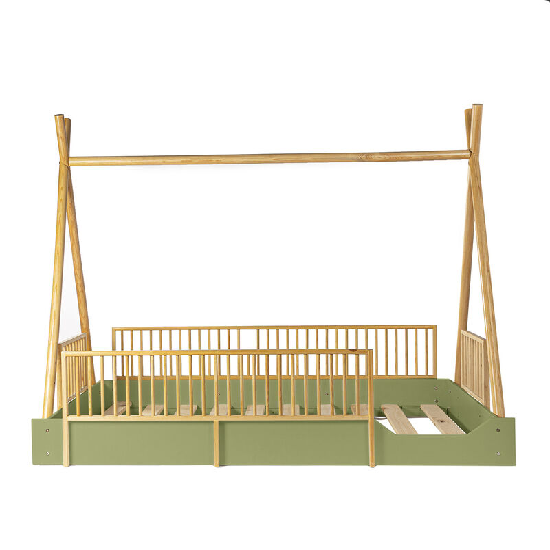 Cama Tipi Montessori de Madera con Barandales R... image number null
