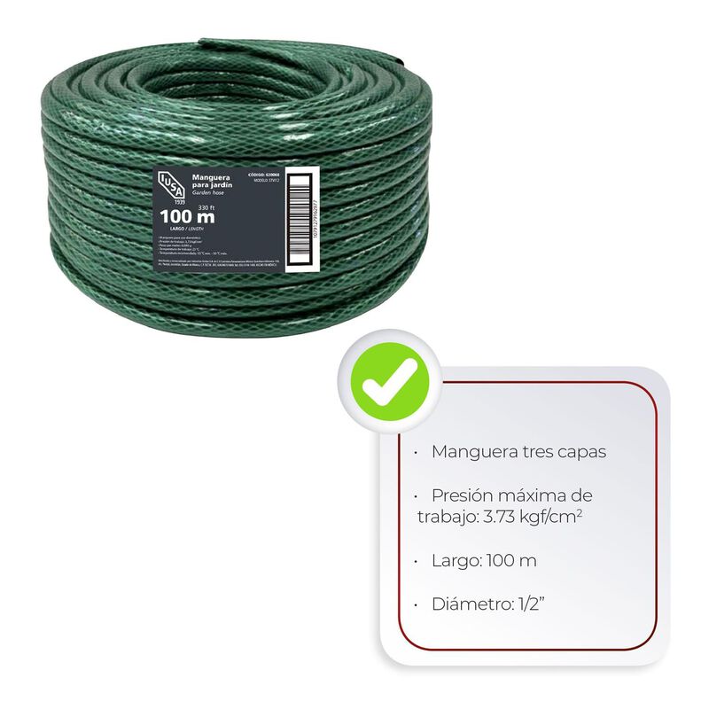 Rollo De Manguera Flexible Tricapa, Iusa, 100 M... image number null
