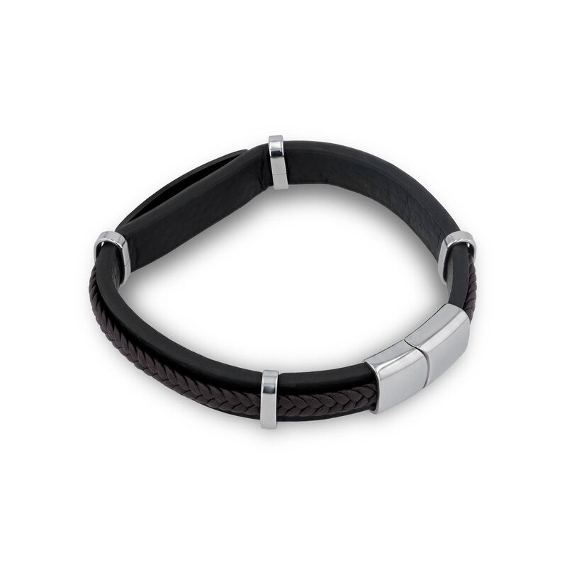 Pulsera De Acero Color Negro Y Piel Color Negro... image number null