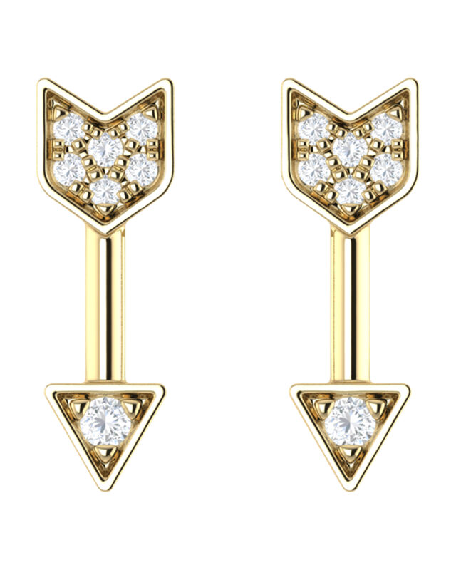 Broqueles Flecha Oro 14k Con 5 Pts. De Diamante... image number null