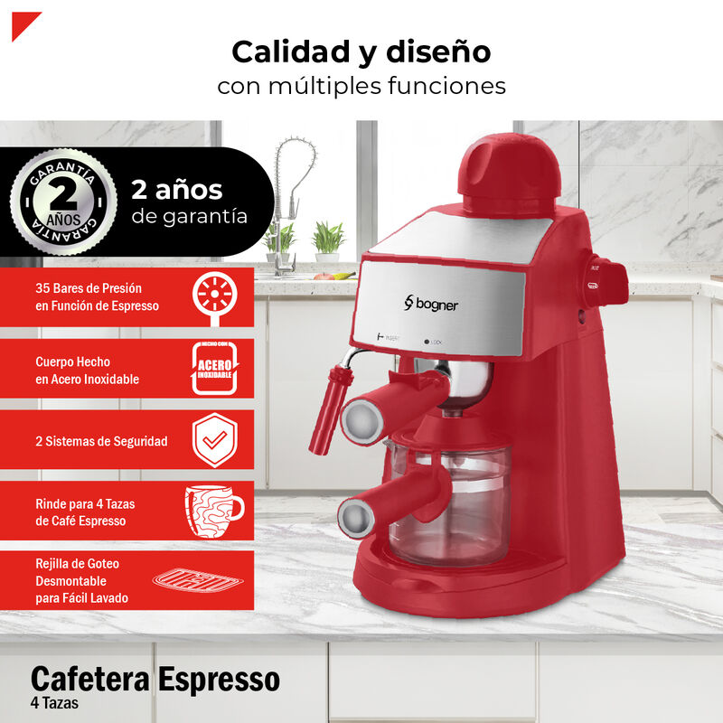 Bogner Cafetera Espresso 4 Tazas Con Espumador ... image number null
