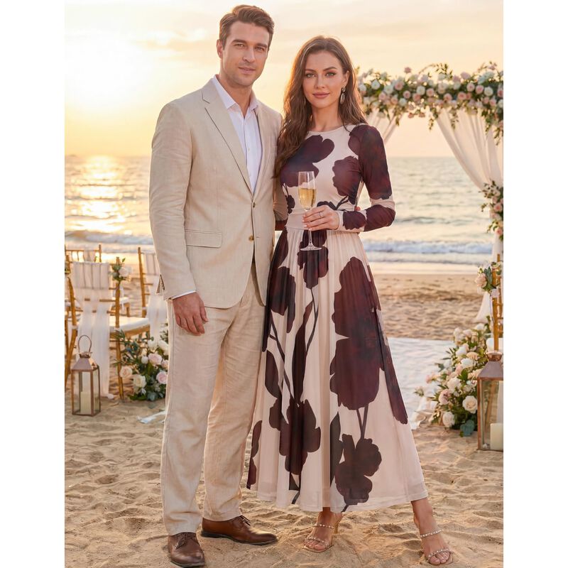 Vestido Merokeety Manga Larga Floral Maxi Talla... image number null