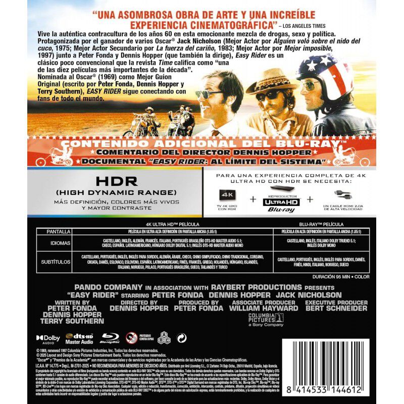 Easy Rider (Edici&oacute;n 2025) [4K UHD,Blu-ray] (196... image number null