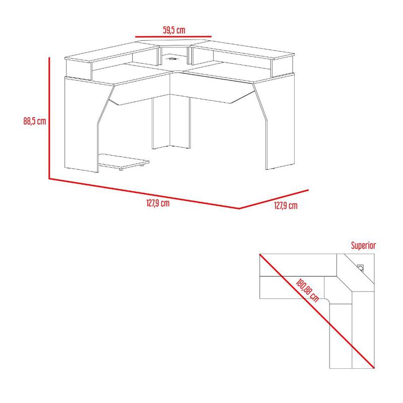 Escritorio Gamer Invictor Wengue Y Rojo Virtual... image number null