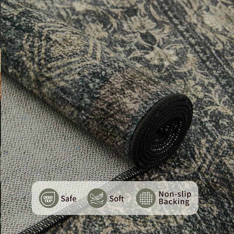 Alfombra Rugxara 91x150 Cm Verde Musgo Boho Vin... image number null