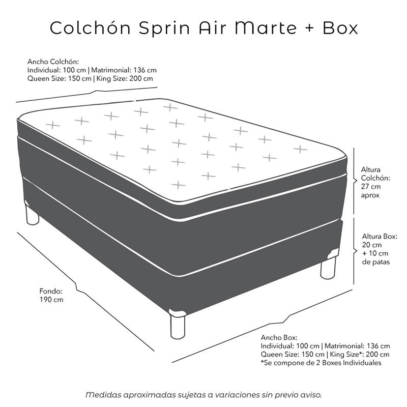 Colchón Matrimonial Spring Air Marte + Box Dic... image number null