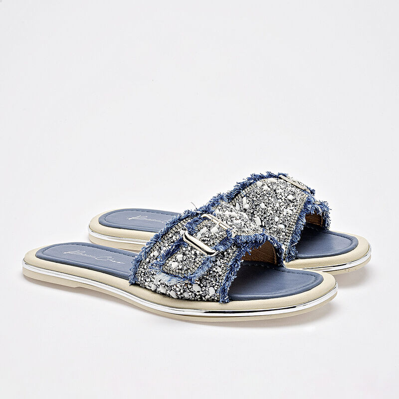 Been Class sandalia piso para mujer azul plata ... image number null