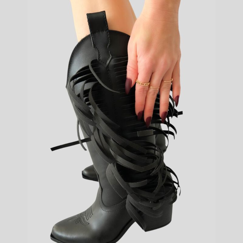 BOTA COWBOY MALABIS BOT-1014 NEGRA DECORADA AL ... image number null