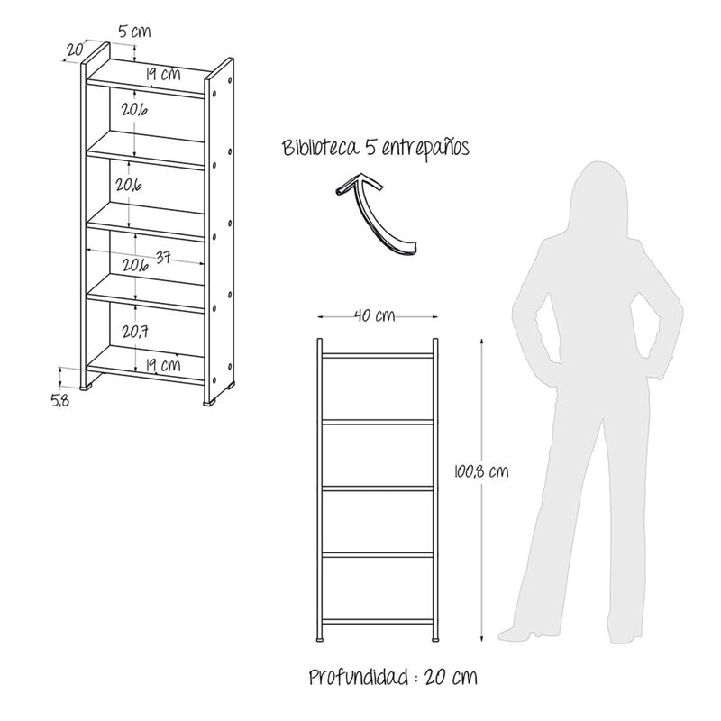 Biblioteca con Escritorio combinado Set 2 en 1 ... image number null