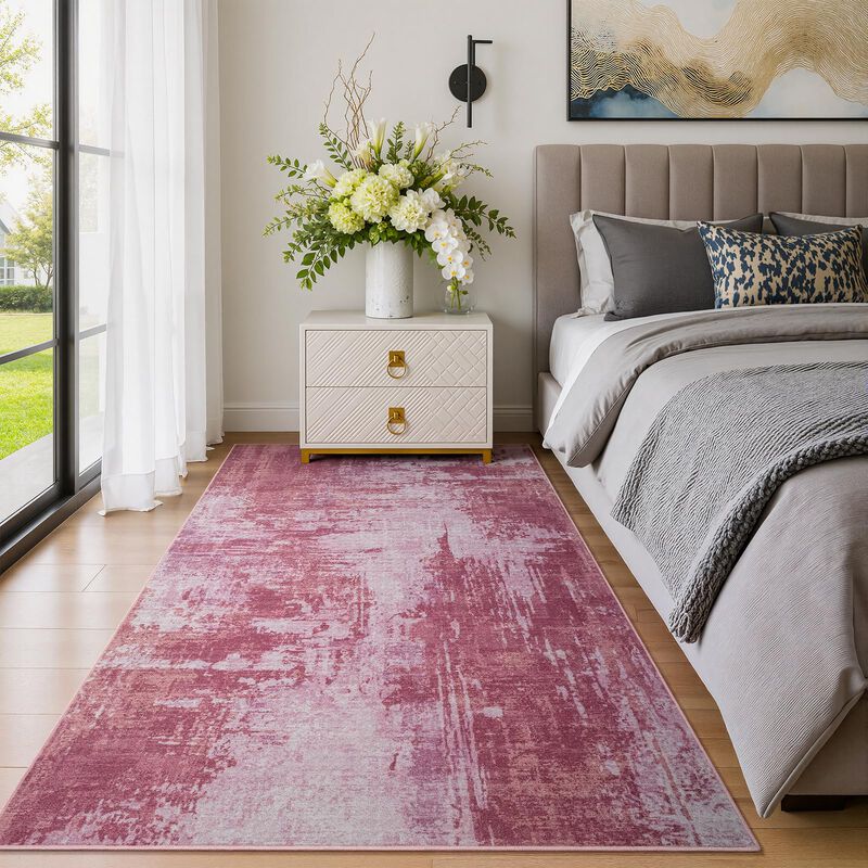 Alfombra De &Aacute;rea Merelax 122x183 Cm Rosa Lavabl... image number null