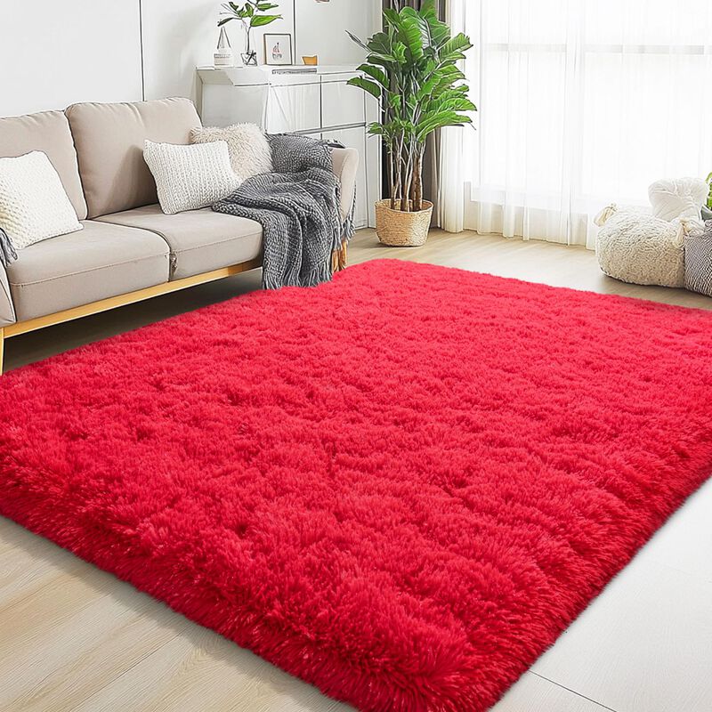 Alfombra De &Aacute;rea Aafkk 142x178 Cm Rojo Peludo Y... image number null