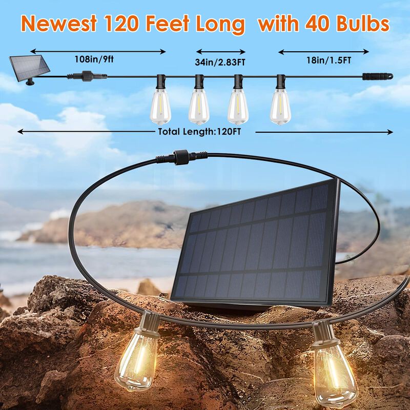 Luces Solares En Tira Bdrofn 36.5m Impermeables... image number null