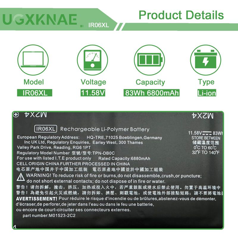 Bater&iacute;a Para Port&aacute;til Ugxknae Ir06xl 11,58v 83w... image number null
