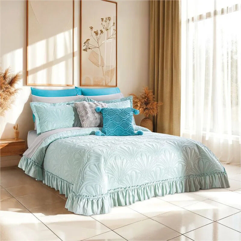 Colcha Neo Menta Con Funda Y Olan Individual Co... image number null