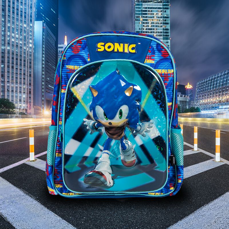 Mochila Sonic con diseño de personaje, azul, co... image number null