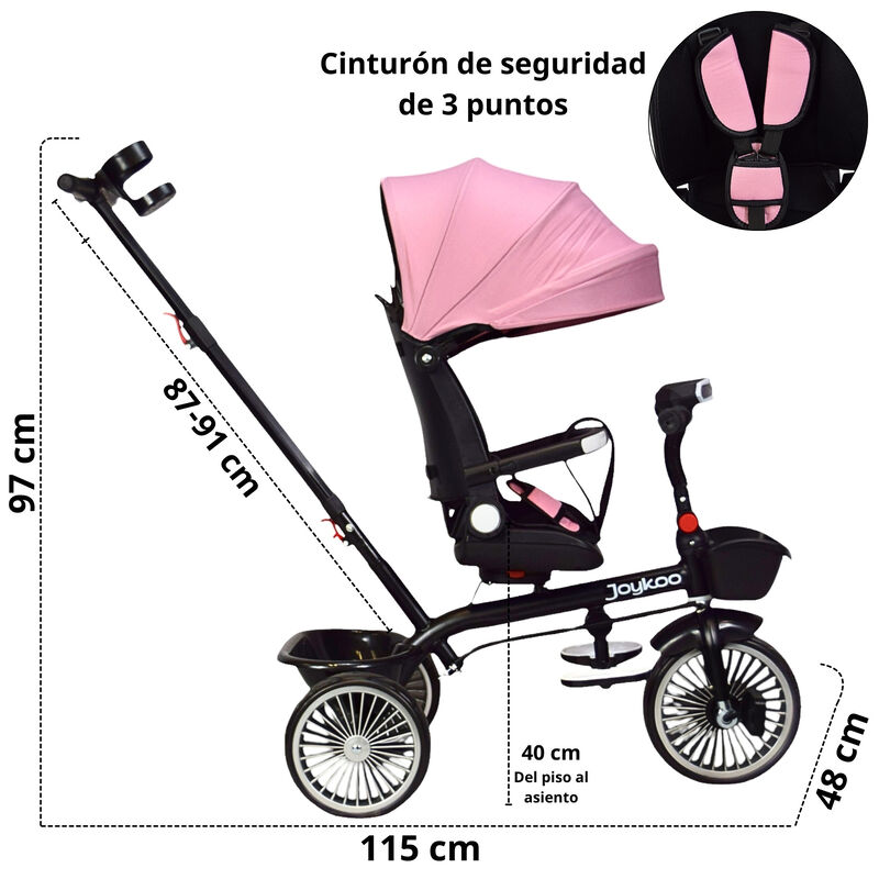 Triciclo para Niños Asiento Giratorio Reclinabl... image number null