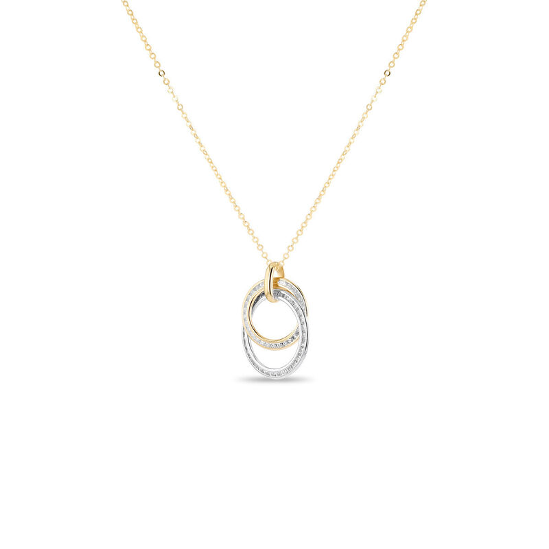 Dije Bicolor Oro 10k Con Zirconias + Cadena (sk... image number null