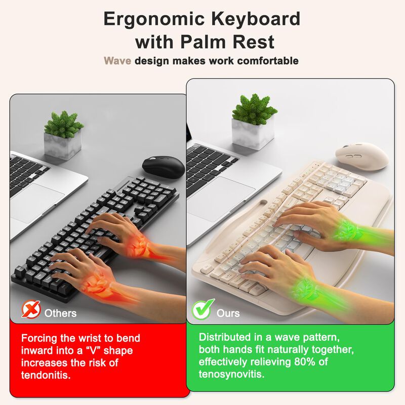 Combo De Teclado Y Rat&oacute;n Inal&aacute;mbrico Ergon&oacute;mico... image number null