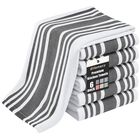 Toallas De Cocina Homaxy 46 cm Pack De 6 Rayas Algod&oacute;n Negro