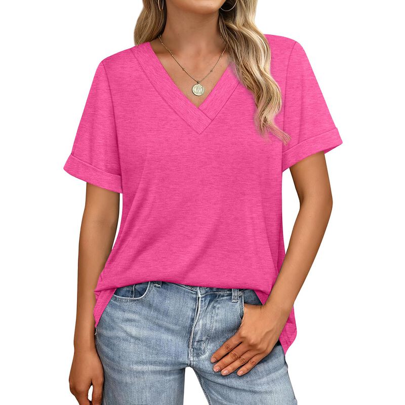 Camiseta Wiholl Cuello V Manga Corta Rosa Talla... image number null