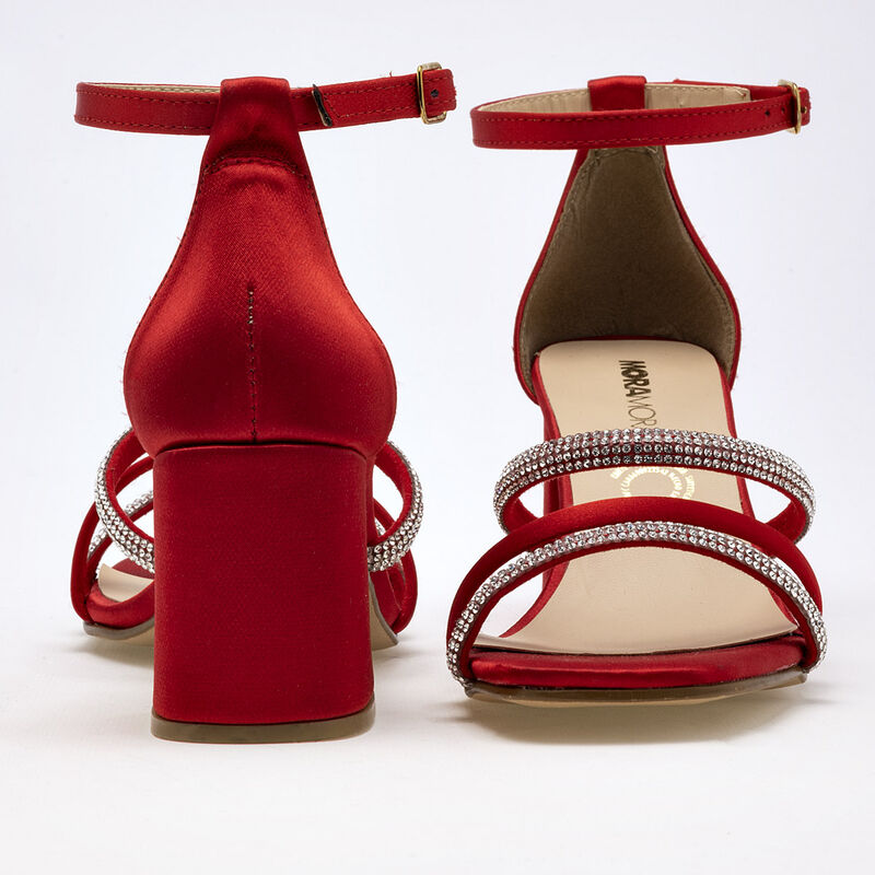 Moramora Zapatilla para mujer rojo satin image number null