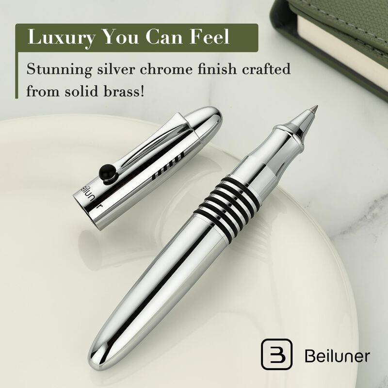 Pluma Rollerball Beiluner Plata Cromo Edc Tinta... image number null