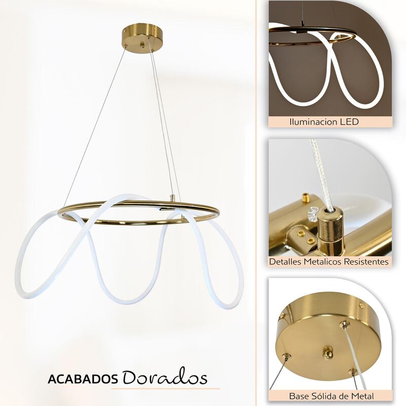 Candil De Led Manguera Redondo Dorado image number null