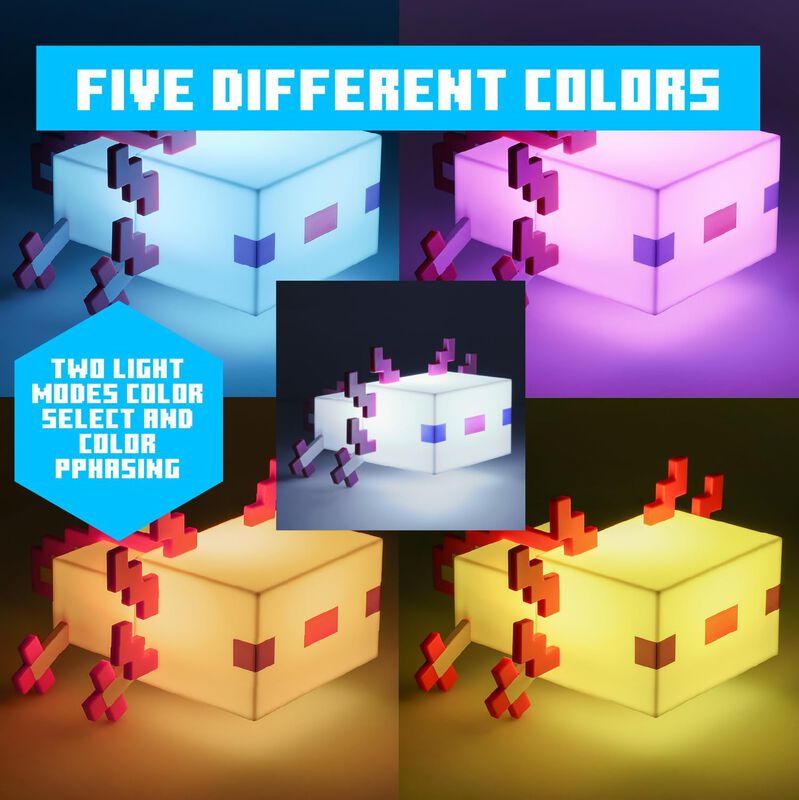 Night Light Paladone Minecraft Axolotl Con 5 Mo... image number null