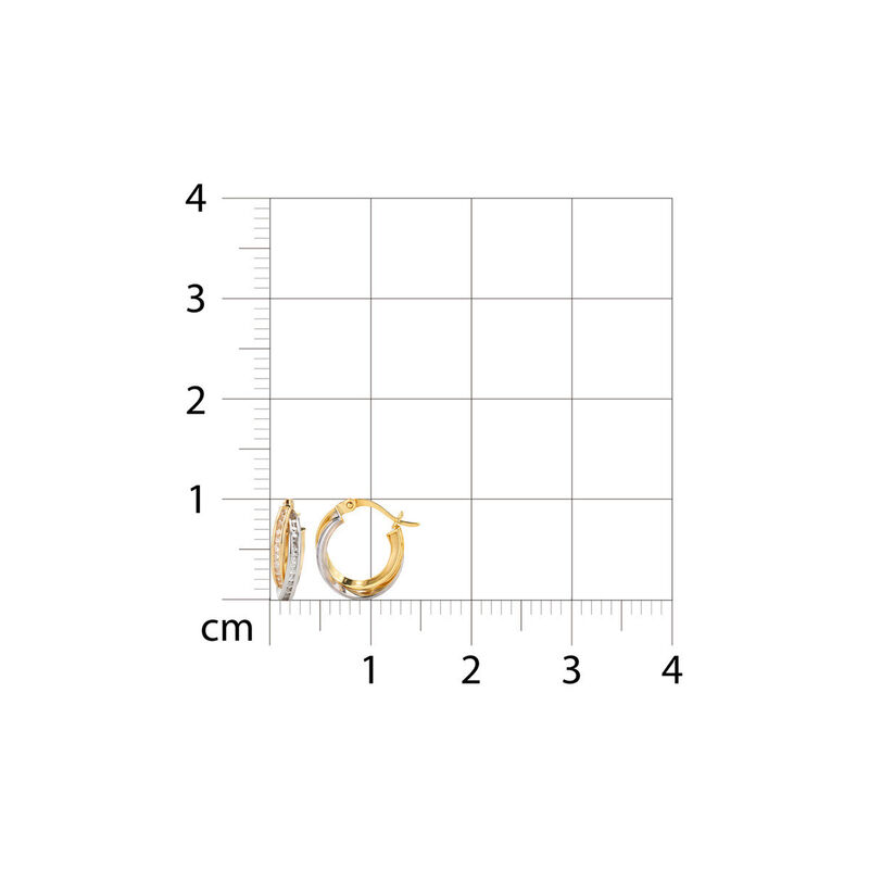 Arracadas Bicolor Oro 10k Con Zirconias 10 mm |... image number null