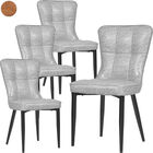 Juego Set 4 Sillas Modernas Comedor Tapizadas Vinipiel Gris