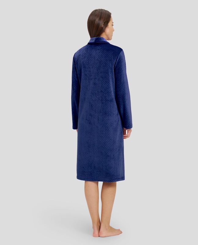 Bata de Terciopelo con Dise&ntilde;o de Rombos Azul Ma... image number null