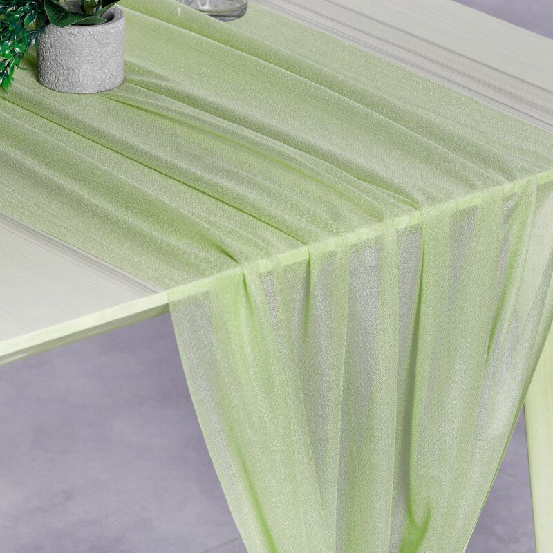 Caminos de Mesa MDS Chif&oacute;n Verde Salvia - Juego... image number null
