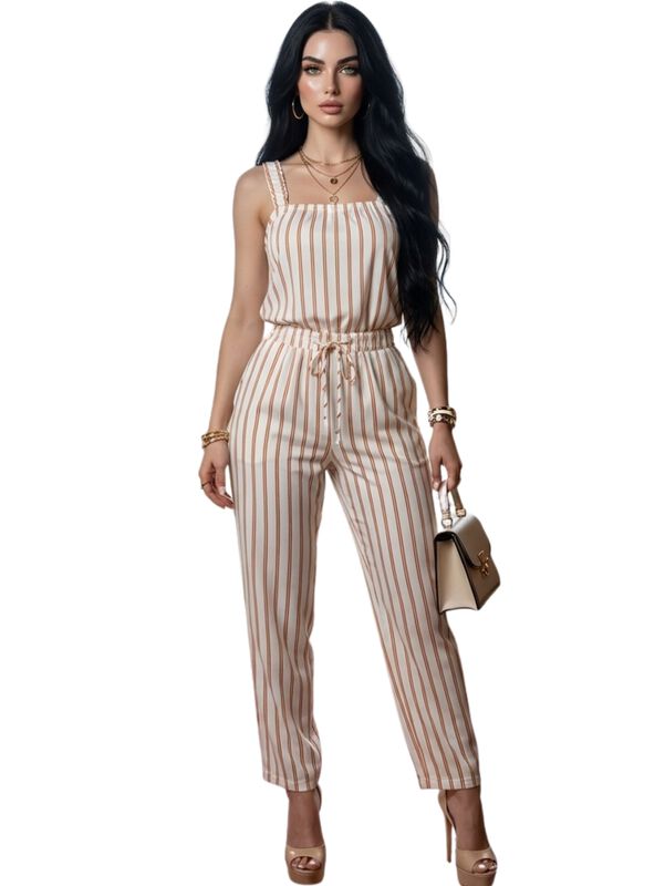 Conjunto 2 Piezas Rayado Top De Tirantes Y Pant... image number null