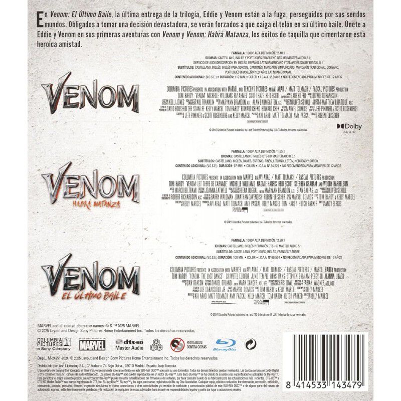 Venom + Venom: Habr&aacute; Matanza + Venom: El &Uacute;ltimo... image number null