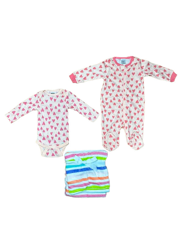 Kit 3 Piezas Bebé Niña Onesies Mameluco, Pañale... image number null