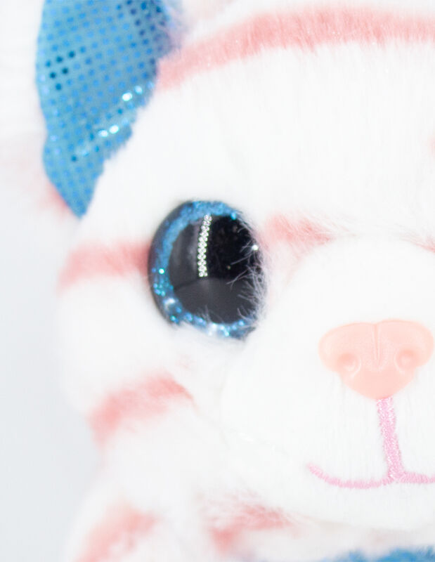 Gatito De Peluche Acostado Colo Blanco con Raya... image number null