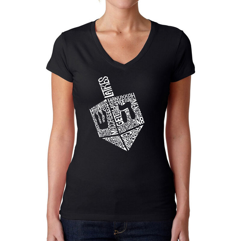 Camiseta De Cuello En V Word Art Para Mujer - H... image number null